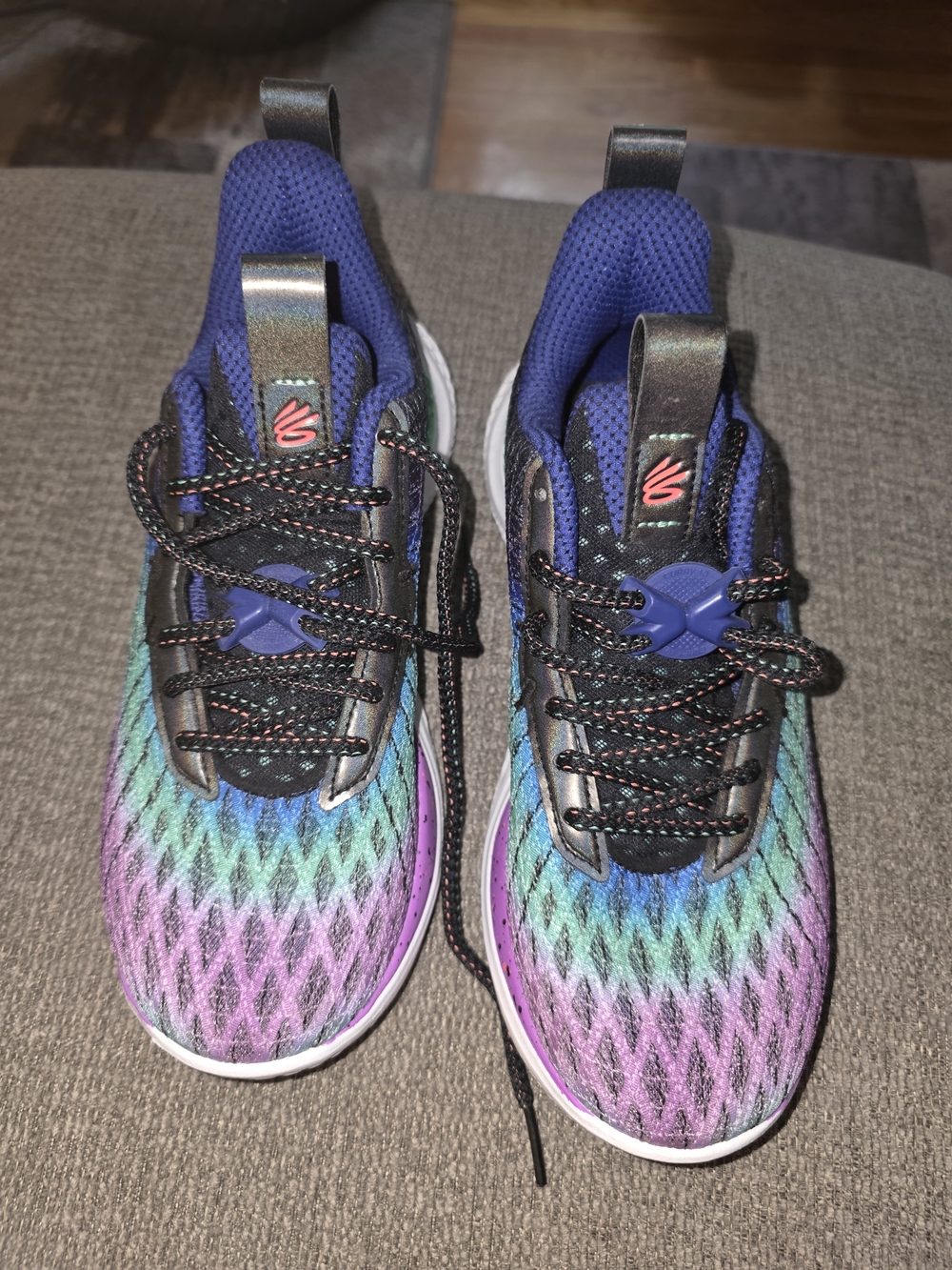 Under Armour Kids Purple Blue Teal Gradient Sneakers